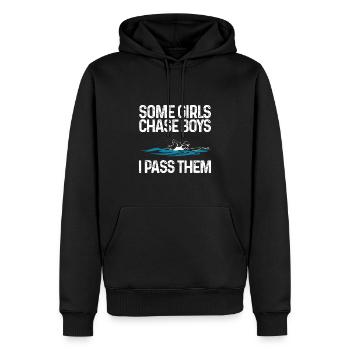 Funny Swimming Gift For Girls Women Swim - Men’s Premium Organic Hoodie - black - Front - Nico (187cm)
