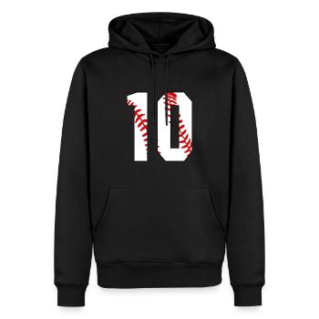 10e anniversaire Baseball Big Number Ten 10 ans - Sweat à capuche Premium bio Homme - noir - Devant - Nico (187cm)