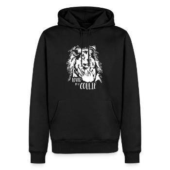 Loved by a Collie Hunde Langhaarcollie Wilsigns - Männer Premium Bio Hoodie - Schwarz - Vorne - Nico (187cm)
