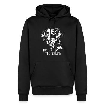Aimé par un chien Doberman disant Doberman Wilsigns - Sweat à capuche Premium bio Homme - noir - Devant - Nico (187cm)