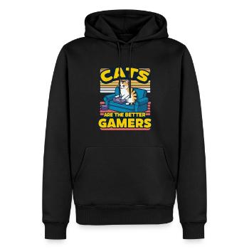 Katen Gamer Retro Design - Männer Premium Bio Hoodie - Schwarz - Vorne - Nico (187cm)