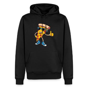 Cool Pizza Figurine with Sunglasses - Men’s Premium Organic Hoodie - black - Front - Nico (187cm)