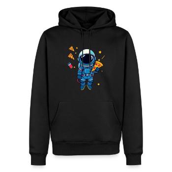 Astronaut with pizza and stars - Men’s Premium Organic Hoodie - black - Front - Nico (187cm)