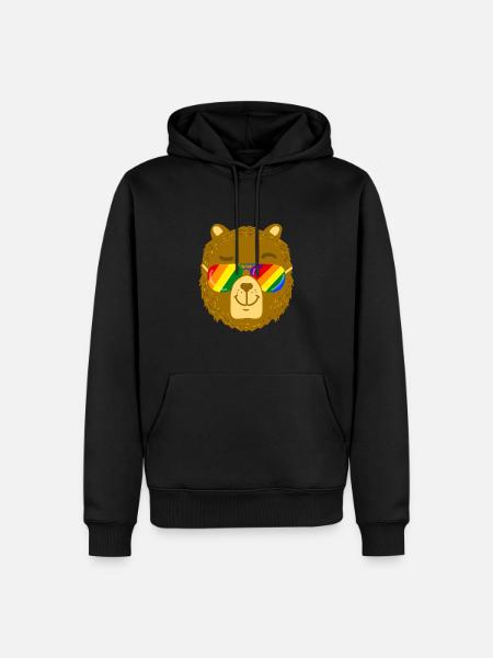 LGBT Gay Pride Orso Gay Pride - Felpa con cappuccio ecologica premium da uomo - nero