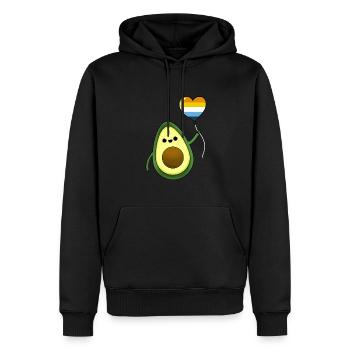 Avocado with Aroace Pride Balloon - Men’s Premium Organic Hoodie - black - Front - Nico (187cm)