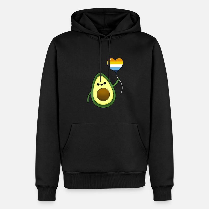 Avocado mit Aroace Pride Luftballon - Männer Premium Bio Hoodie - Schwarz
