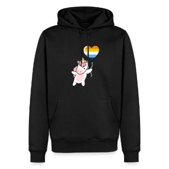 Einhorn Herzballon Aroace - Männer Premium Bio Hoodie - Schwarz - Vorne - Nico (187cm)