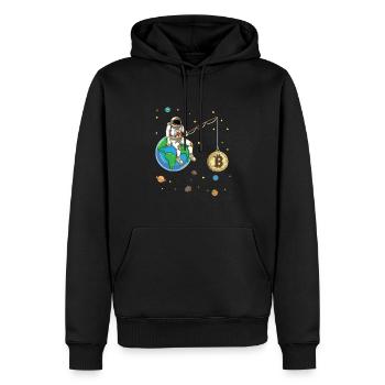 Un astronaute pêche Bitcoin Moon Crypto-monnaie - Sweat à capuche Premium bio Homme - noir - Devant - Nico (187cm)