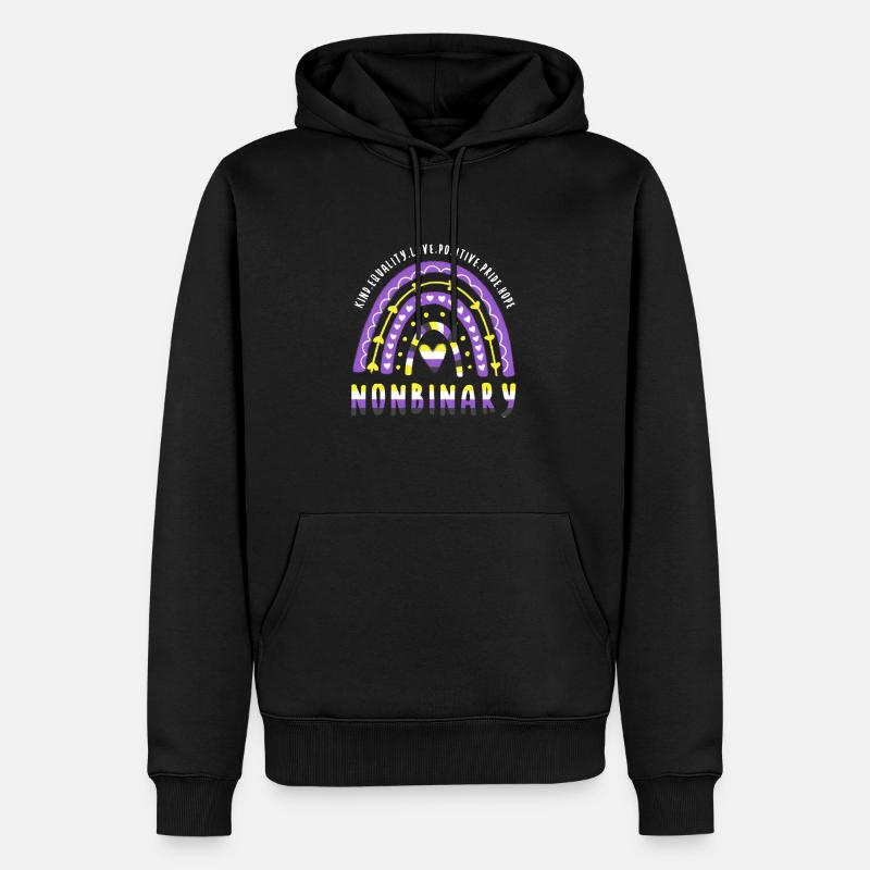 Nonbinary Pride Nonbinary Rainbow - Men’s Premium Organic Hoodie - black