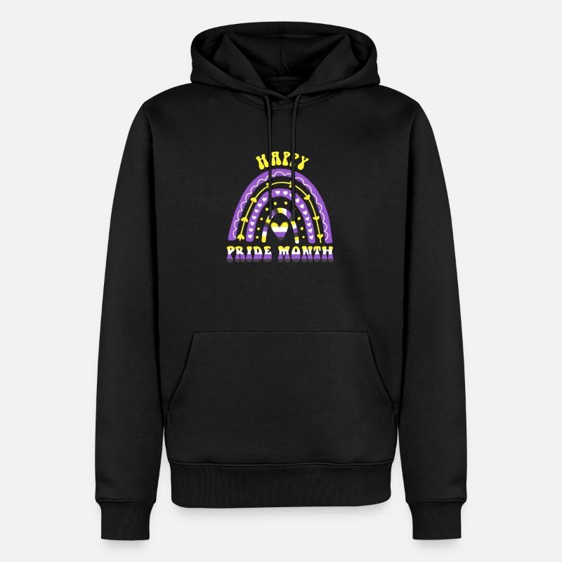Happy Pride Month Nonbinary Regenbogen - Männer Premium Bio Hoodie - Schwarz