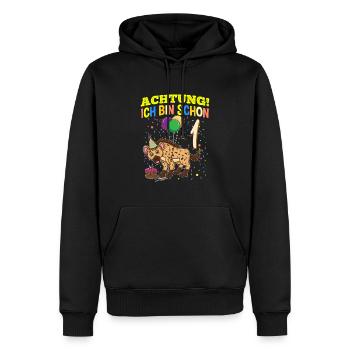 Achtung Ich Bin Schon 1 Tier Geburtstag Hyäne - Männer Premium Bio Hoodie - Schwarz - Vorne - Nico (187cm)