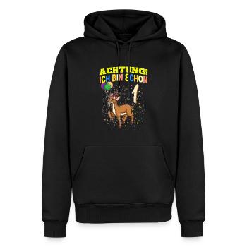 Achtung Ich Bin Schon 1 Geburtstag Gazelle - Männer Premium Bio Hoodie - Schwarz - Vorne - Nico (187cm)