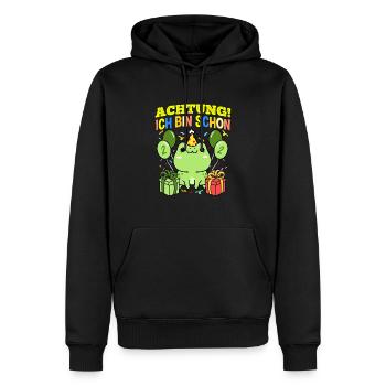 Achtung Ich Bin Schon 2 Geburtstag Frosch - Männer Premium Bio Hoodie - Schwarz - Vorne - Nico (187cm)
