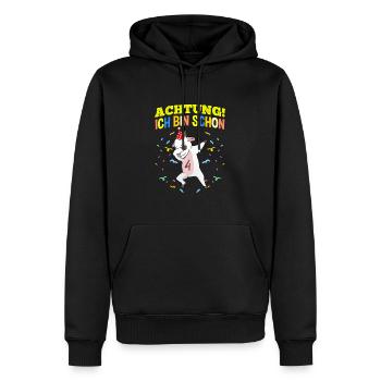 Achtung Ich Bin Schon 4 Geburtstag Ziege - Männer Premium Bio Hoodie - Schwarz - Vorne - Nico (187cm)