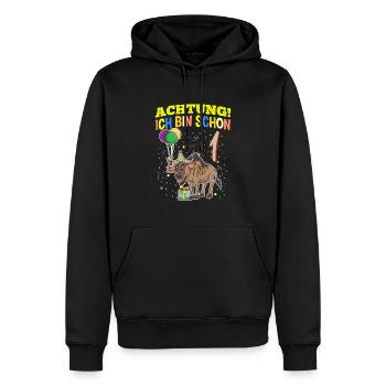 Achtung Ich Bin Schon 1 Tier Geburtstag Gnu - Männer Premium Bio Hoodie - Schwarz - Vorne - Nico (187cm)