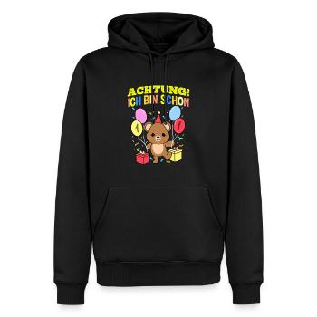 Achtung Ich Bin Schon 1 Geburtstag Teddybär - Männer Premium Bio Hoodie - Schwarz - Vorne - Nico (187cm)