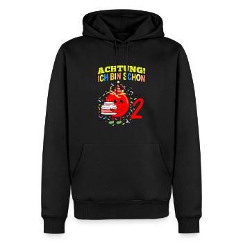 Achtung Ich Bin Schon 2 Geburtstag Tomate - Männer Premium Bio Hoodie - Schwarz - Vorne - Nico (187cm)