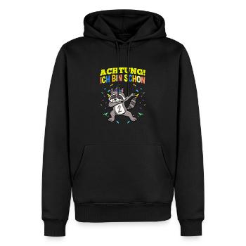 Achtung Ich Bin Schon 2 Geburtstag Waschbär - Männer Premium Bio Hoodie - Schwarz - Vorne - Nico (187cm)