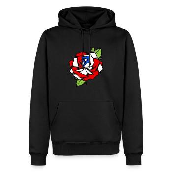 Porto Rico Fleur Rose Drapeau Portoricain - Sweat à capuche Premium bio Homme - noir - Devant - Nico (187cm)