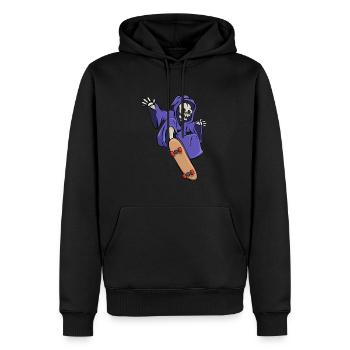 Skeleton rides skateboard skater Halloween - Men’s Premium Organic Hoodie - black - Front - Nico (187cm)