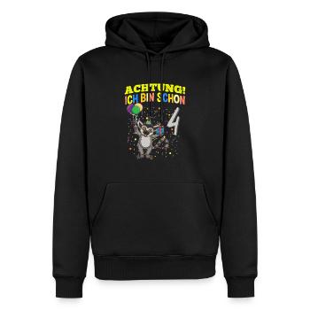 Achtung Ich Bin Schon 4 Tier Geburtstag Lemur Affe - Männer Premium Bio Hoodie - Schwarz - Vorne - Nico (187cm)
