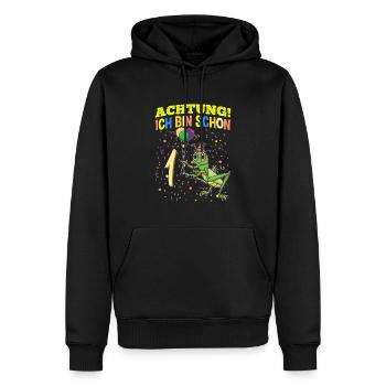 Achtung Ich Bin Schon 1 Tier Geburtstag Grashüpfer - Männer Premium Bio Hoodie - Schwarz - Vorne - Nico (187cm)