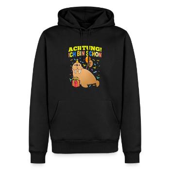 Achtung Ich Bin Schon 2 Geburtstag Walross - Männer Premium Bio Hoodie - Schwarz - Vorne - Nico (187cm)