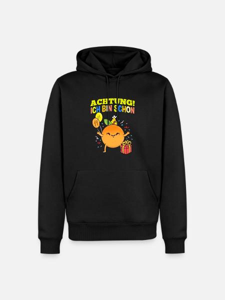 Achtung Ich Bin Schon 11 Geburtstag Orange - Männer Premium Bio Hoodie - Schwarz