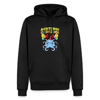 Achtung Ich Bin Schon 2 Geburtstag Oktopus - Männer Premium Bio Hoodie - Schwarz - Vorne - Nico (187cm)