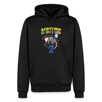 Achtung Ich Bin Schon 2 Geburtstag Opossum - Männer Premium Bio Hoodie - Schwarz - Vorne - Nico (187cm)