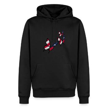 Drapeau papillon portoricain - Sweat à capuche Premium bio Homme - noir - Devant - Nico (187cm)