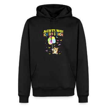 Achtung Ich Bin Schon 1 Geburtstag Corgi - Männer Premium Bio Hoodie - Schwarz - Vorne - Nico (187cm)
