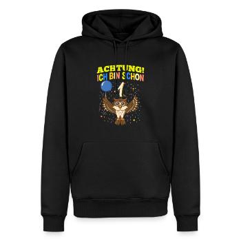 Achtung Ich Bin Schon 1 Safari Geburtstag Eule - Männer Premium Bio Hoodie - Schwarz - Vorne - Nico (187cm)