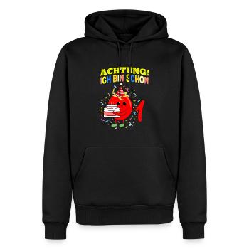 Achtung Ich Bin Schon 1 Geburtstag Tomate - Männer Premium Bio Hoodie - Schwarz - Vorne - Nico (187cm)