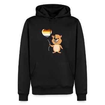 Biber Herzballon Gay Bear - Männer Premium Bio Hoodie - Schwarz - Vorne - Nico (187cm)