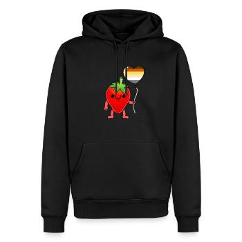 Erdbeer Herzballon Gay Bear - Männer Premium Bio Hoodie - Schwarz - Vorne - Nico (187cm)