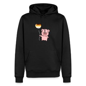 Schwein Herzballon Gay Bear Pride - Männer Premium Bio Hoodie - Schwarz - Vorne - Nico (187cm)