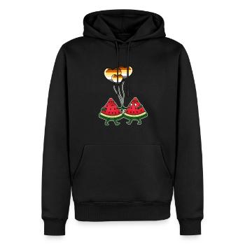 Wassermelonen Paar Gay Bear Pride - Männer Premium Bio Hoodie - Schwarz - Vorne - Nico (187cm)