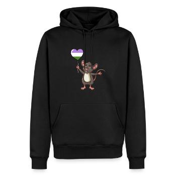 Maus Herzballon Genderqueer Pride - Männer Premium Bio Hoodie - Schwarz - Vorne - Nico (187cm)