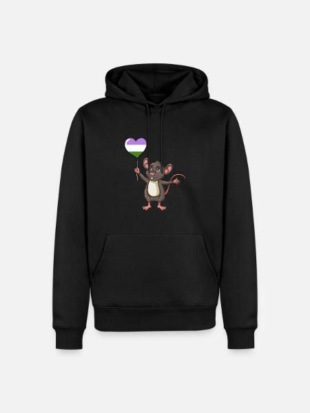 Maus Herzballon Genderqueer Pride - Männer Premium Bio Hoodie - Schwarz