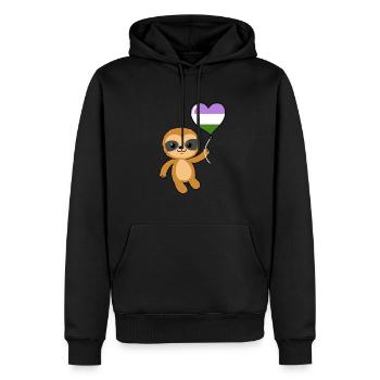 Sloth Heart Balloon Genderqueer - Sweat à capuche Premium bio Homme - noir - Devant - Nico (187cm)