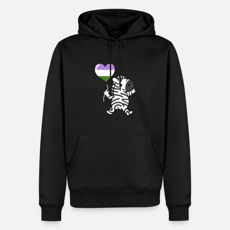 Zebra Heart Balloon Genderqueer Pride - Sweat à capuche Premium bio Homme - noir