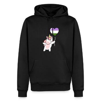 Einhorn Herzballon Genderqueer Pride - Männer Premium Bio Hoodie - Schwarz - Vorne - Nico (187cm)