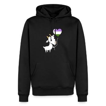 Ziege Herzballon Genderqueer Pride - Männer Premium Bio Hoodie - Schwarz - Vorne - Nico (187cm)