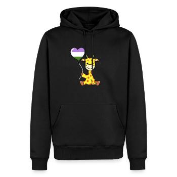 Girafe avec ballon de fierté Genderqueer - Sweat à capuche Premium bio Homme - noir - Devant - Nico (187cm)