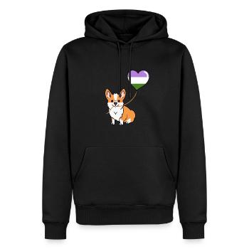 Corgi avec ballon Genderqueer - Sweat à capuche Premium bio Homme - noir - Devant - Nico (187cm)