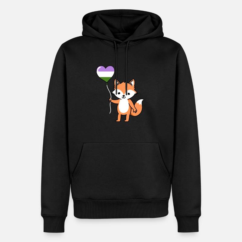 Fox Heart Balloon Genderqueer Pride - Sweat à capuche Premium bio Homme - noir