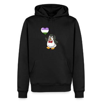 Pinguin Herzballon Genderqueer Pride - Männer Premium Bio Hoodie - Schwarz - Vorne - Nico (187cm)