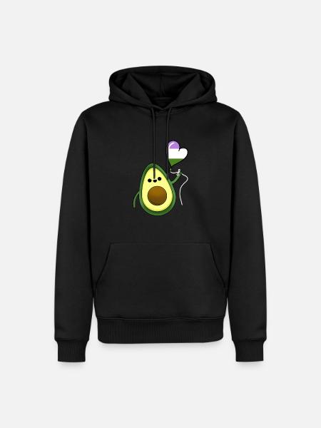 Avocado Heart Balloon Genderqueer Pride - Men’s Premium Organic Hoodie - black