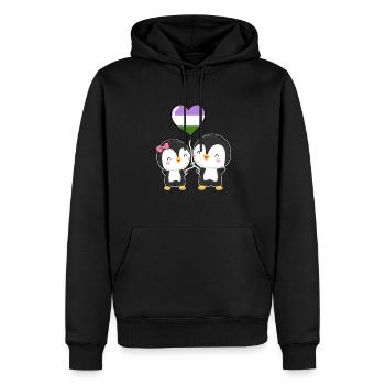 Genderqueer Pride Penguin Paire - Sweat à capuche Premium bio Homme - noir - Devant - Nico (187cm)